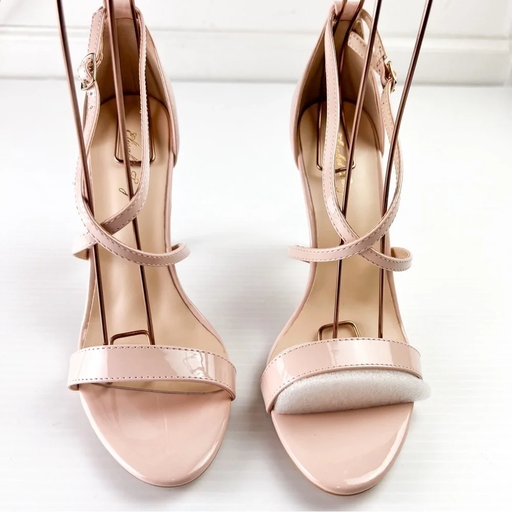 Elisabet Tang Heels womens 8 Neutral Beige Strappy Stiletto Wedding sandals